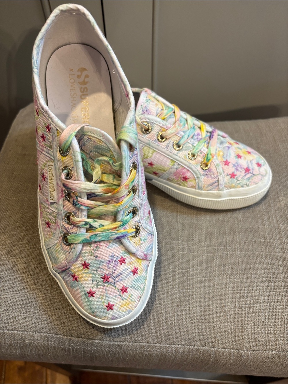 Superga x LoveShackFancy Pastel Multi Sneakers. 6.5